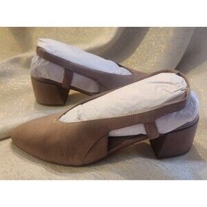 Eileen Fisher Gals Earth Slingbacks Pumps Shoes Heels Tan Tumbled Nubuck Size 9